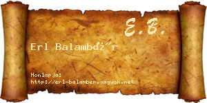 Erl Balambér névjegykártya